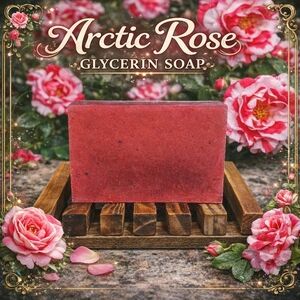 "Arctic Rose" Peppermint Rose Glycerin Soap 4oz Bar Hand Crafted